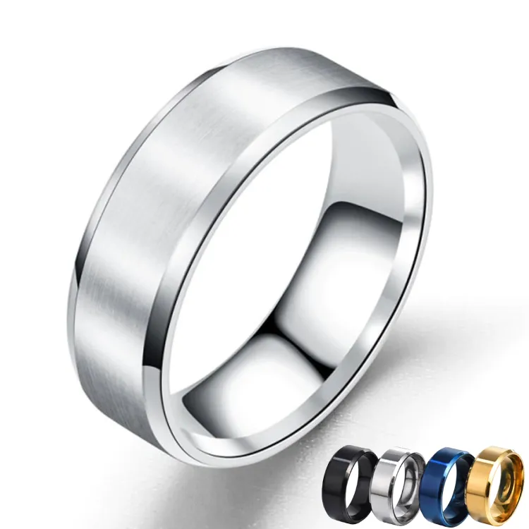 "Elegant 8mm Stainless Steel Rings in 4 Colors"